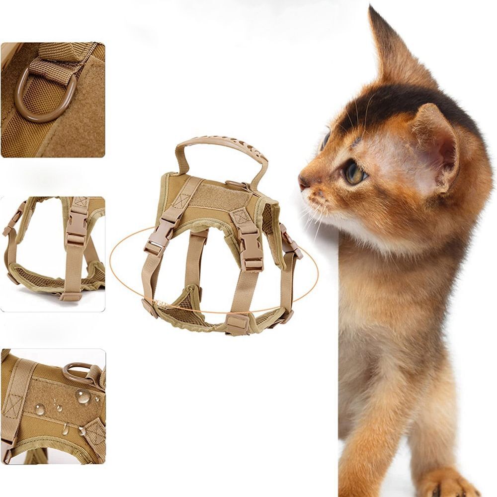 Nylon Tactical Cat Harness Walking Adjustable Pet Vest for Large Cat Small Dog
