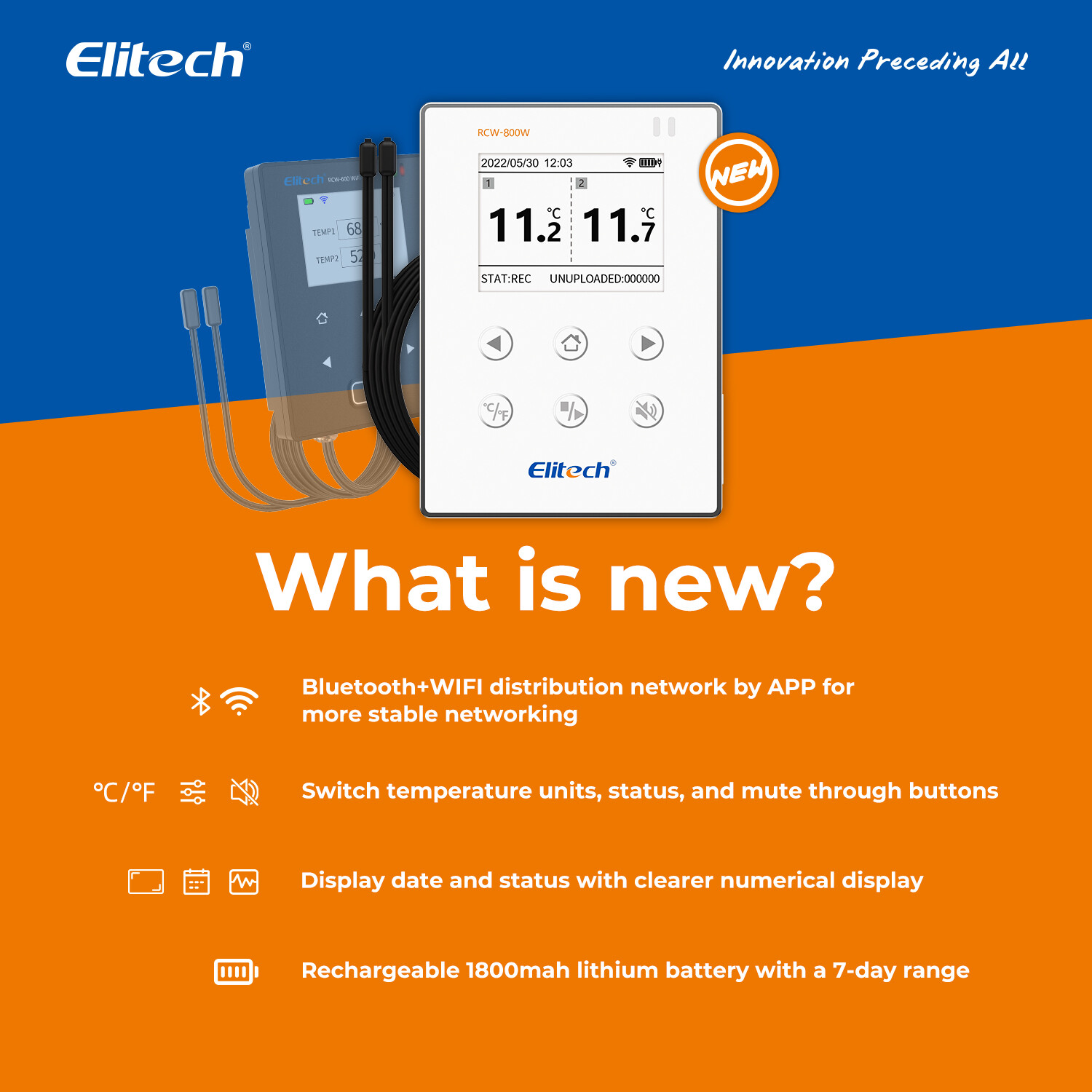 Elitech Temperature Data Logger WiFi Recorder Monitor Cloud Storage RCW-800W-TDE