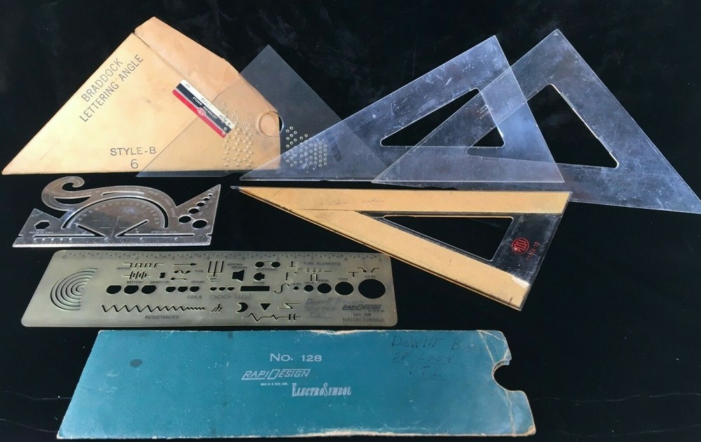 RAPIDESIGN NO. 128 ELECTRO SYMBOL TEMPLATE & DRAFTING ANGLES
