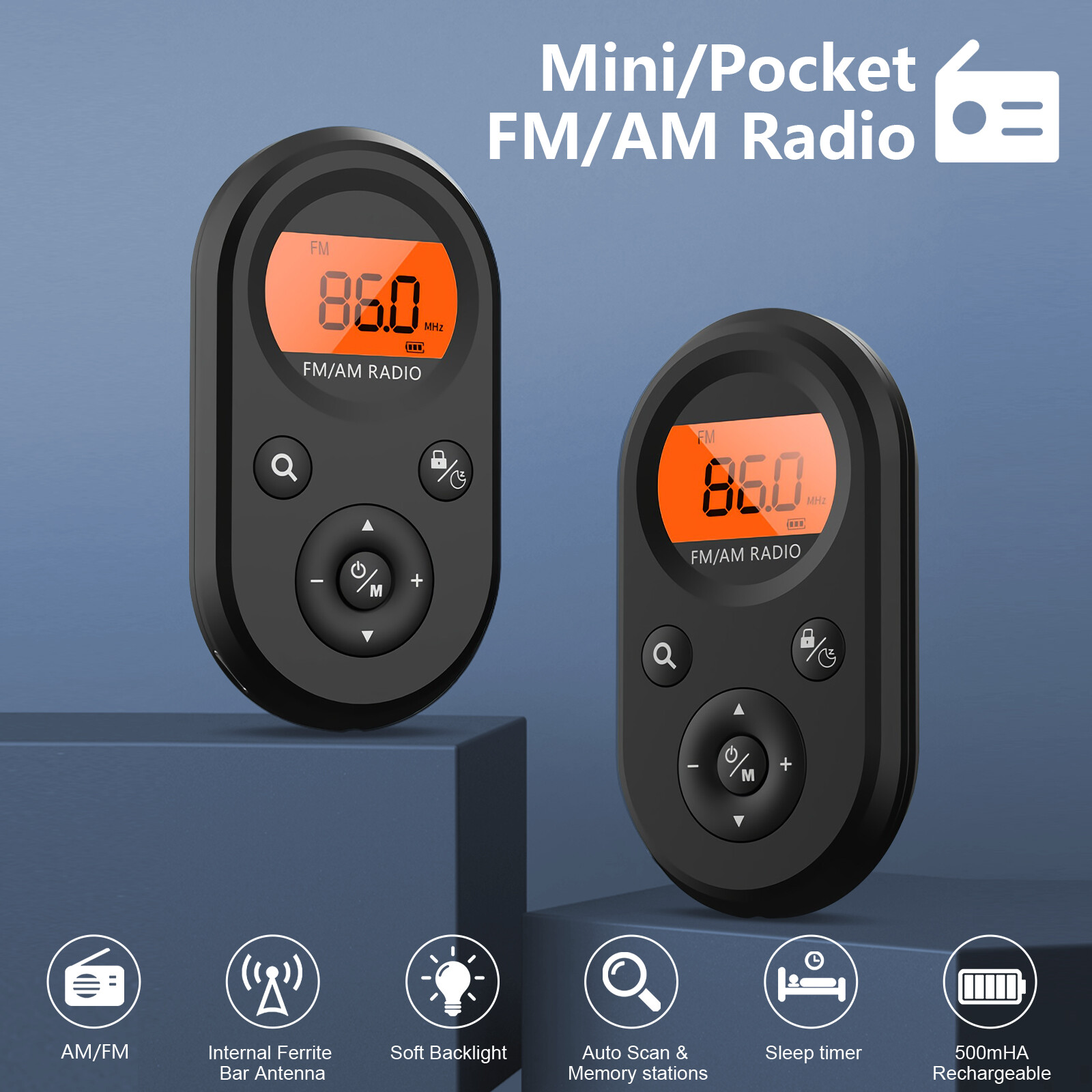 Rechargeable Portable Pocket Digital AM FM Radio LCD Stereo Music News Receiver