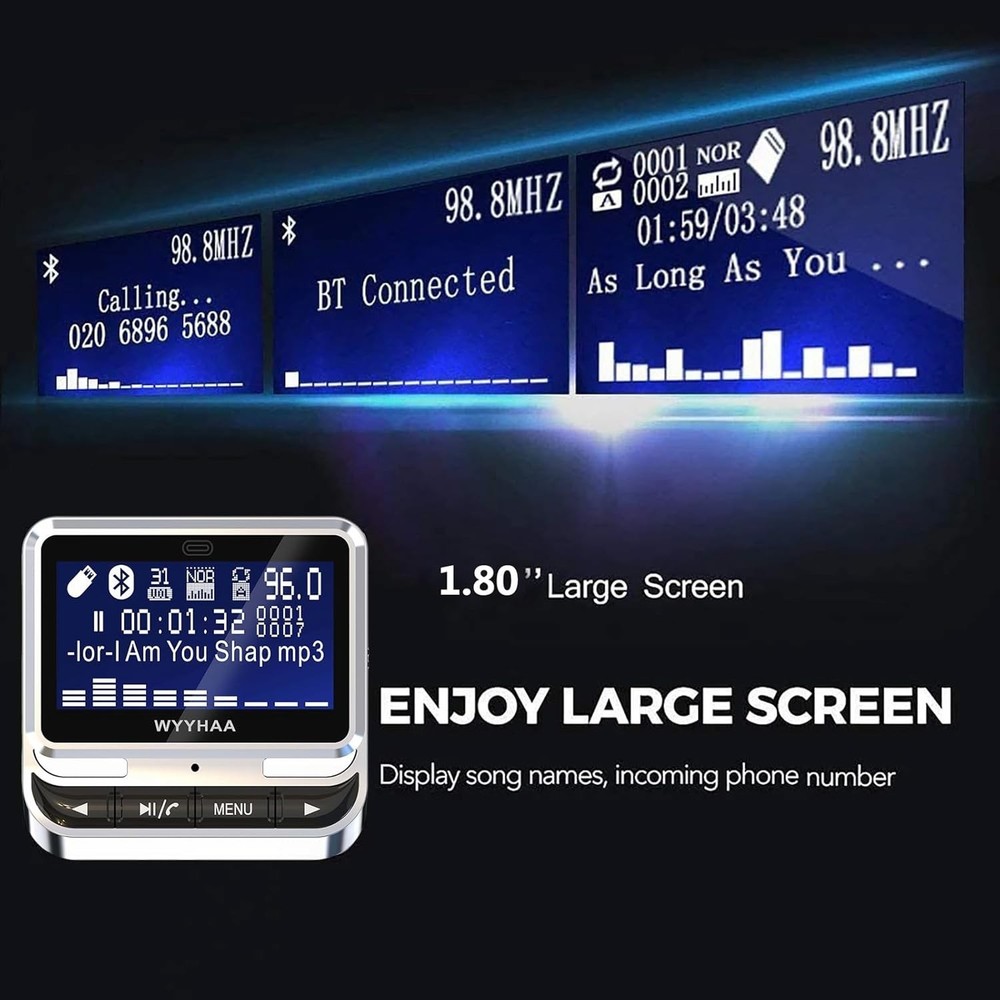 Bluetooth Car FM Transmitter, Handsfree Kit, Remote Control