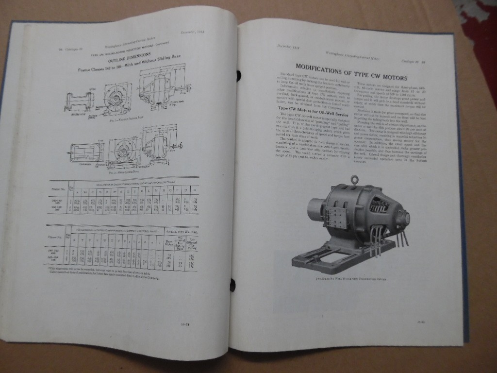1918 Westinghouse Alternate Current Electric Motors Catalog Squirrel Cage More