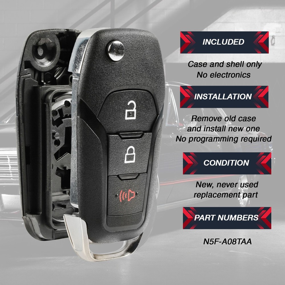 Key Fob Remote Shell Case Replacement for Ford N5F-A08TAA
