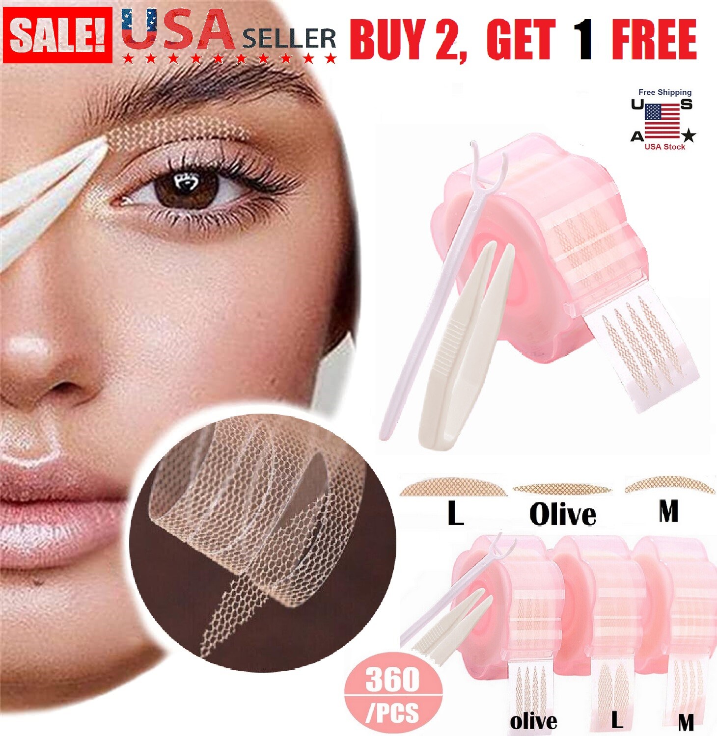 360Pcs Double Eyelid Tape Invisible Adhesive Eye Lift Strip Makeup Lace Stickers