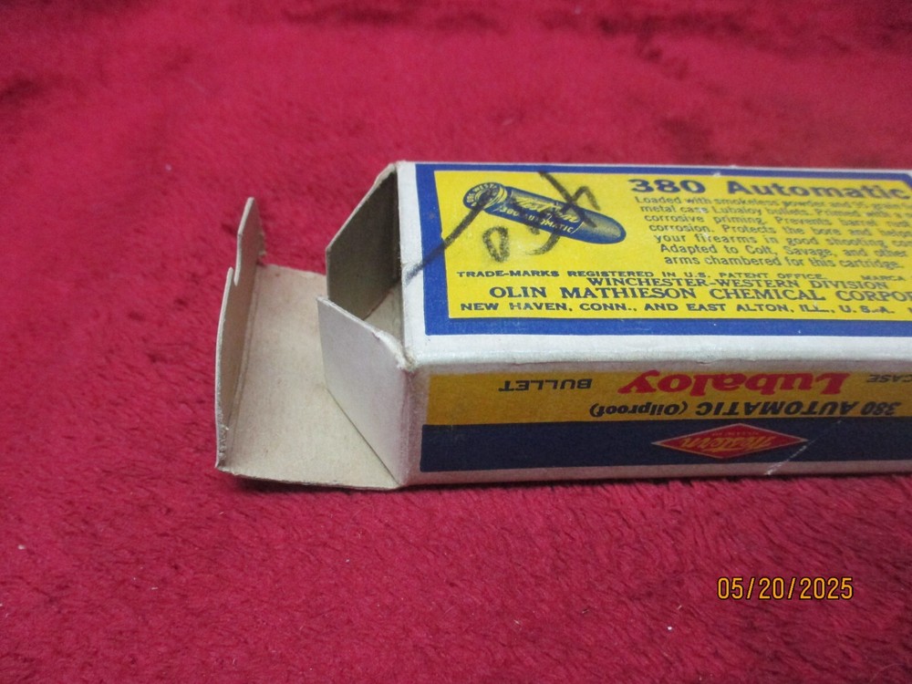 Vintage Western Cartridges, 380 Automatic 95 gr., Ammo Box, (Empty)