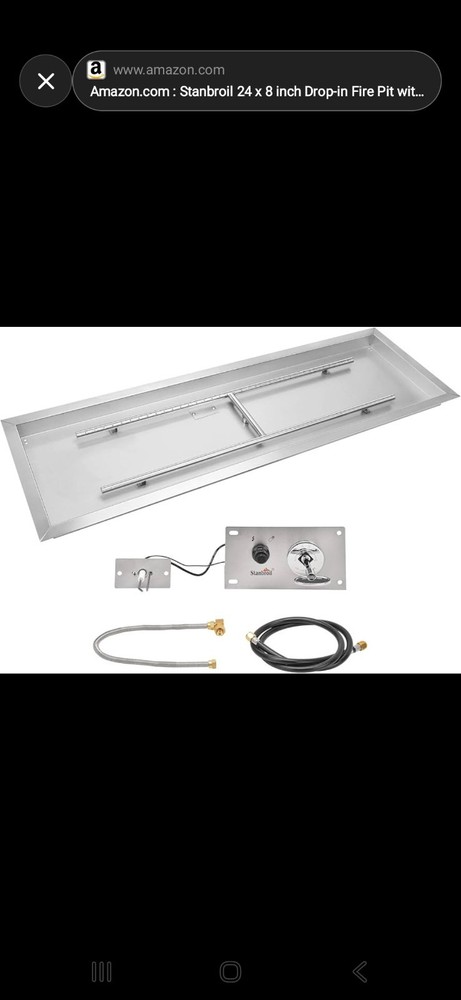 Stanbroil 24” Rectangular Drop-In Fire Pit Pan | Natural Gas | Spark Ignition |