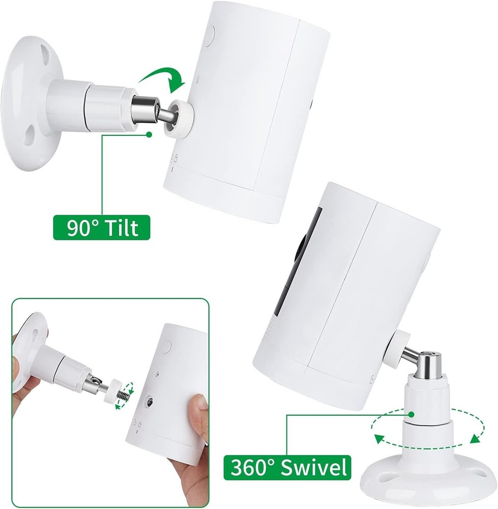 360° Adjustable Wall Mount for Cameras - Easy, Screwless Installation, 2-Pack