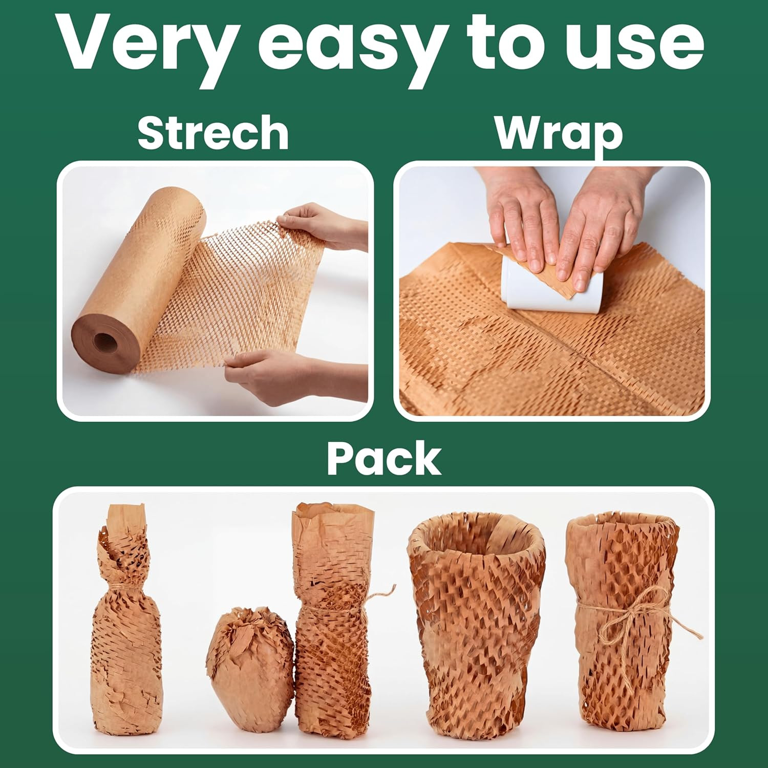 12" x 150FT Honeycomb Packing Paper Roll Eco Friendly Packing Material