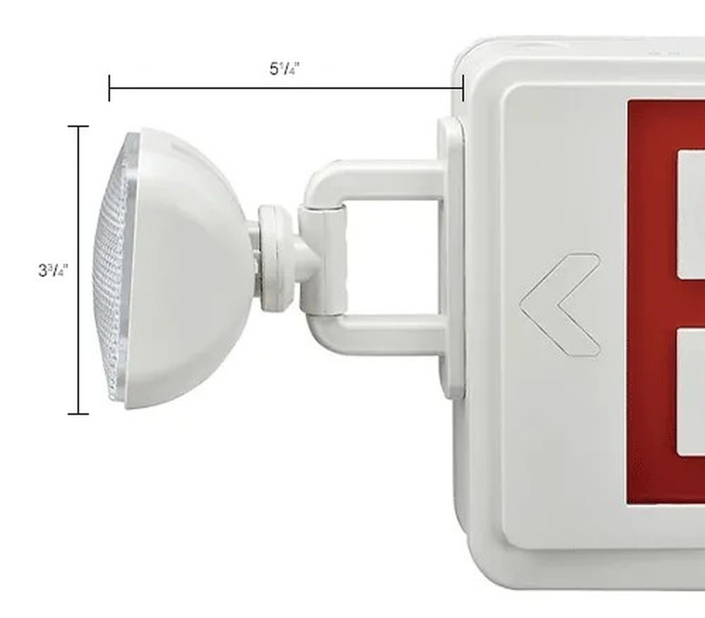 Combo LED Emergency Exit Sign, Red Letters, Ceiling & Wall Mount