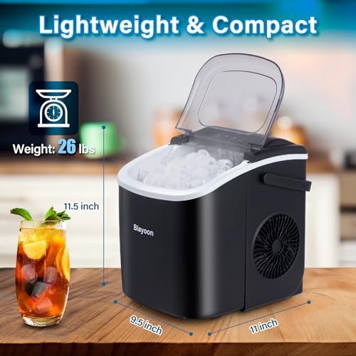 Ice Maker Countertop, Portable Ice Machine Self-Cleaning, Portable Ice Cube