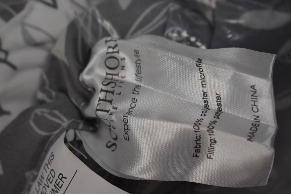Southshore Fine Linens Comforter King Grey White Leaf Pattern Bedding Polyester