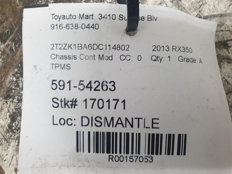 10-15 LEXUS RX350 TIRE PRESSURE COMPUTER CONTROL MODULE ECM ASSEMBLY