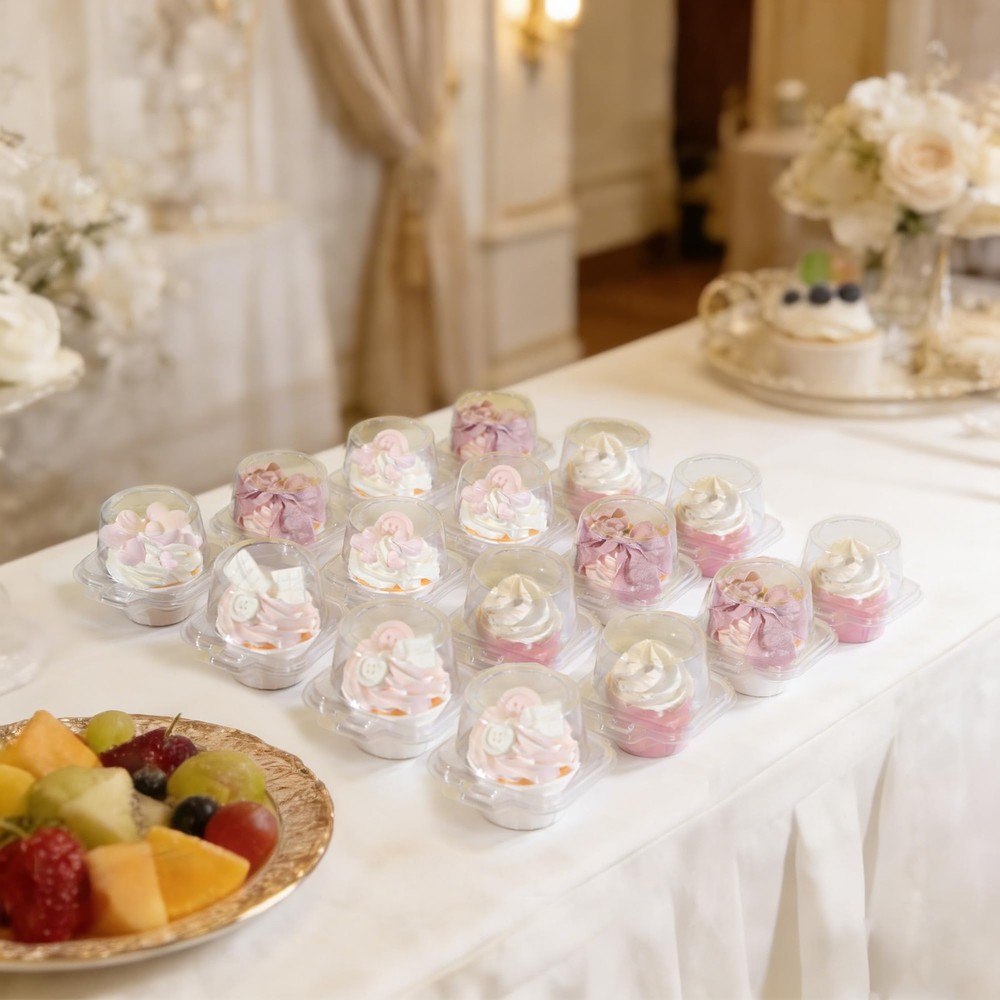 50 Pack Individual Cupcake Containers Plastic Cupcake Boxes Cupcake Holders S...