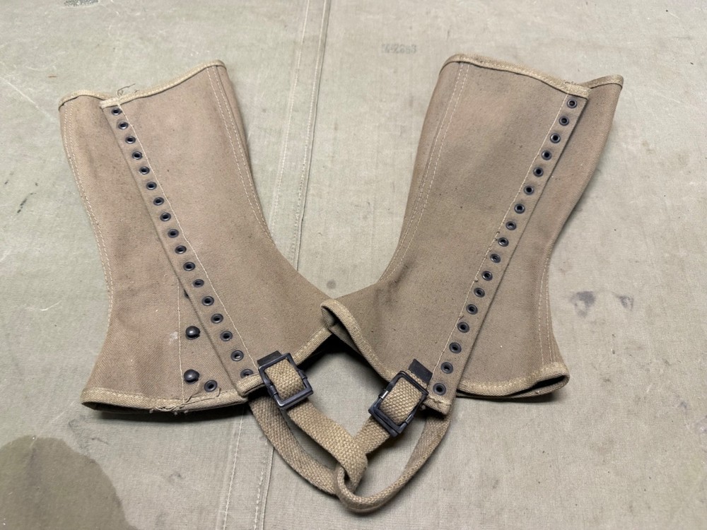 ORIGINAL WWII US ARMY M1938 COMBAT FIELD LEGGINGS W/O LACES- SIZE 3R