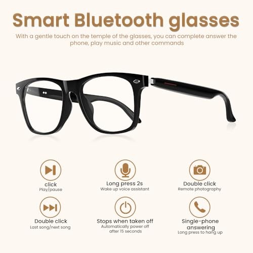 Bluetooth Audio Smart Glasses for Women Men,Blue Light Blocking Bluetooth