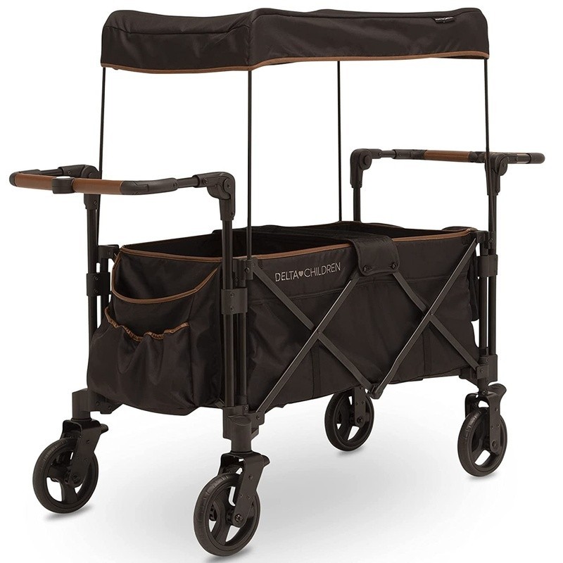 Stroller Wagon 2 Kids Push Pull Handles Canopy Cup Holders Storage Fold New