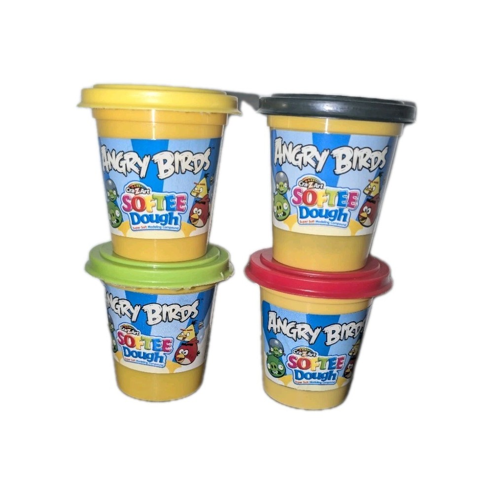 Angry Birds Vintage 2012 Crazy Art Softee Dough Containers **Read Description**