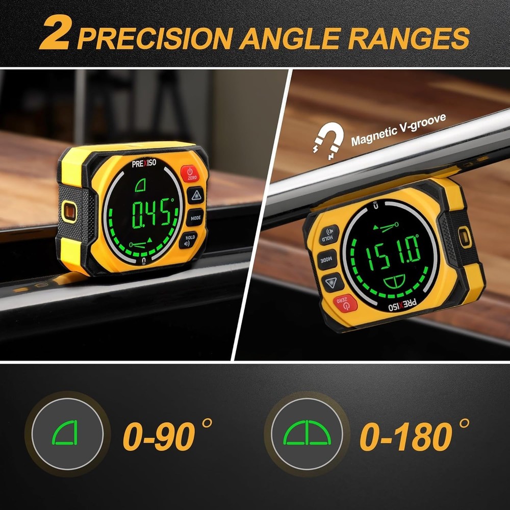 Precision Digital Angle Finder & Laser Level: Compact Tool with Wall Mount Base