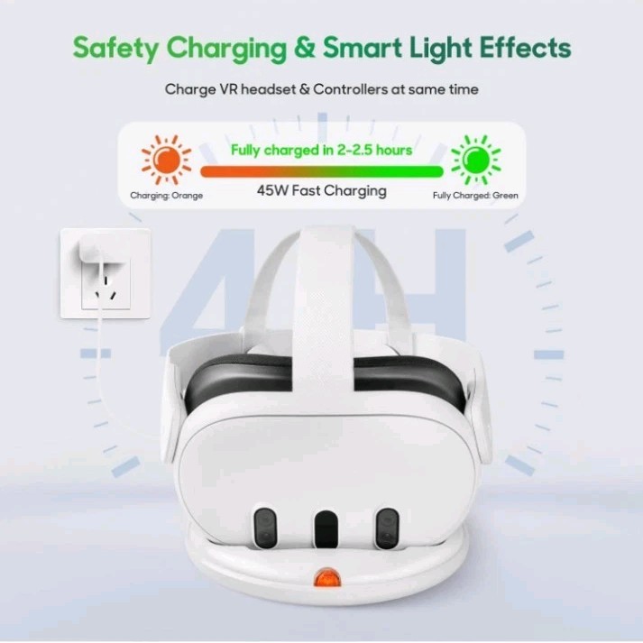 45W Quick Charge Dock for Meta Quest 3 - Wireless Charging & LED Indicator