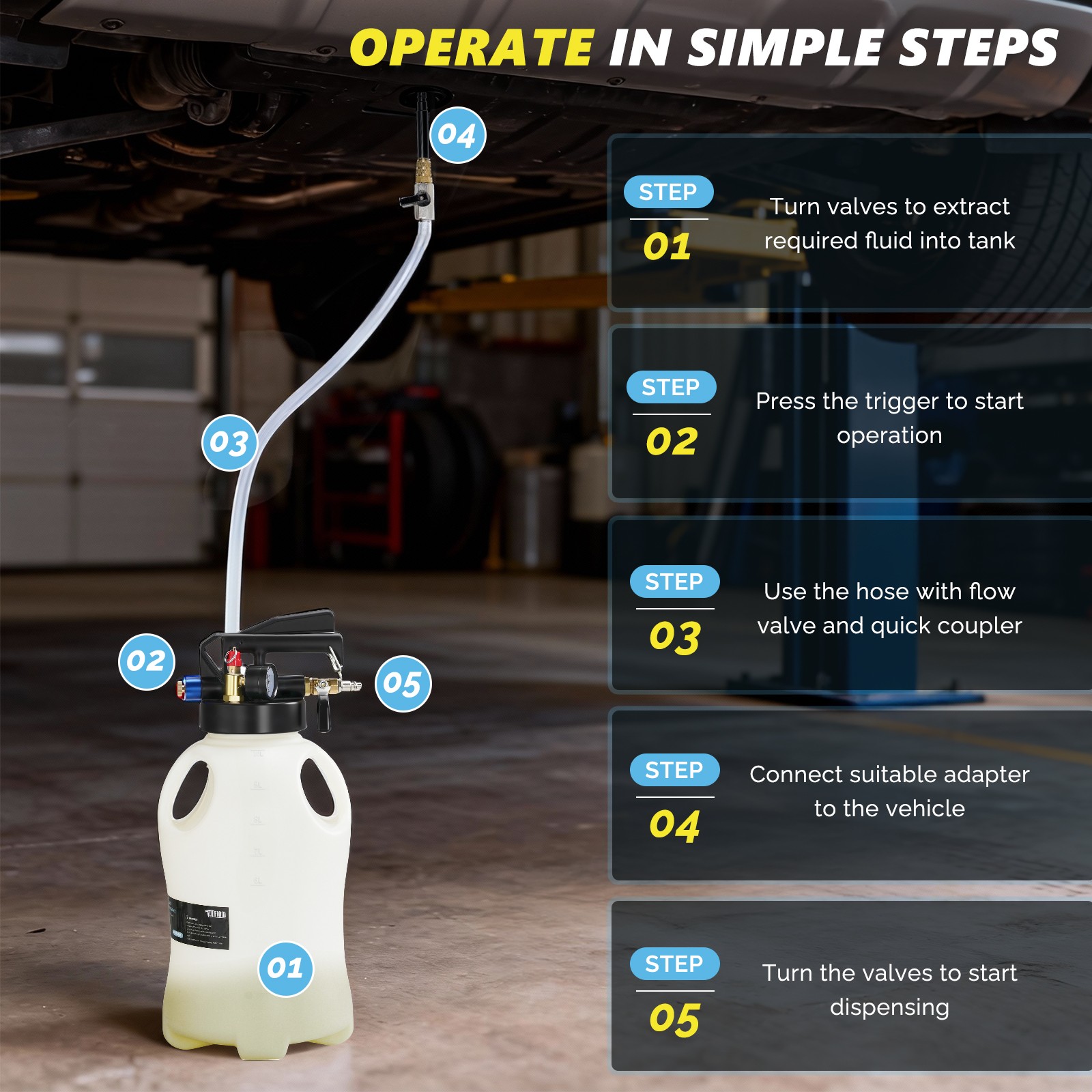 10L Transmission Fluid Transfer Pump 15 ATF Adapter Filler System Kit Black