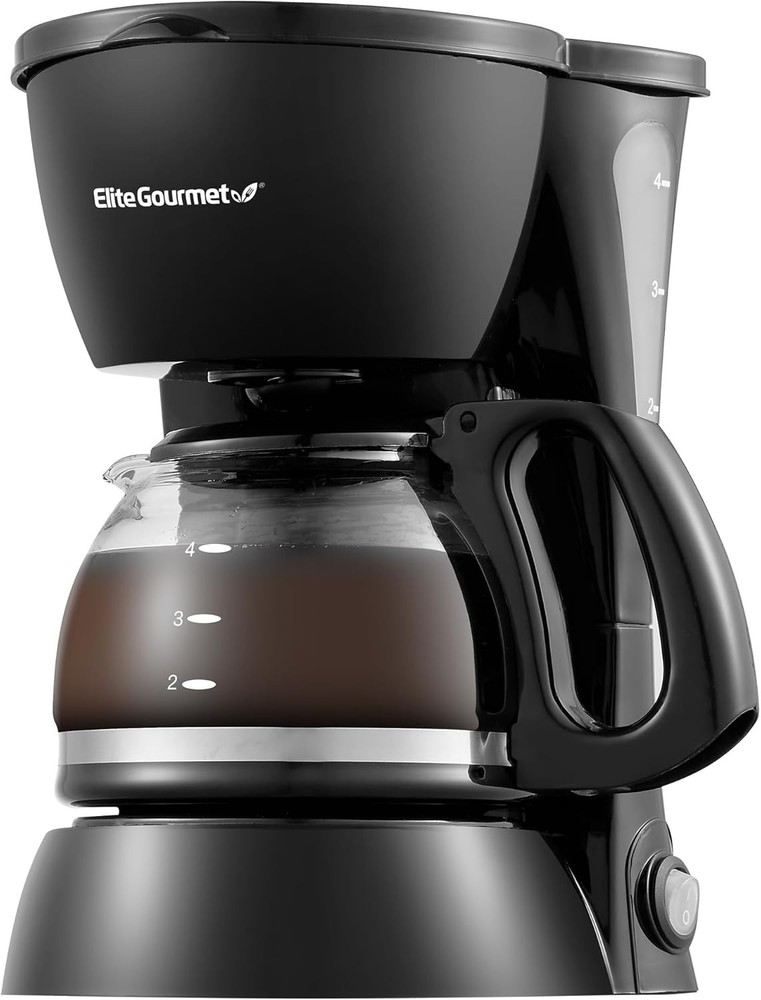Coffee Maker Drip Automatic 4 Cup Small Space Reusable Filter Black