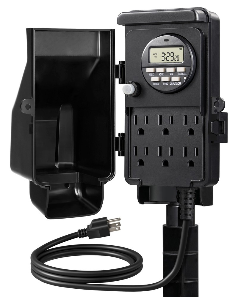 DEWENWILS Outdoor Digital Power Strip Timer,Outdoor Multi Socket Timer,6ft Cord