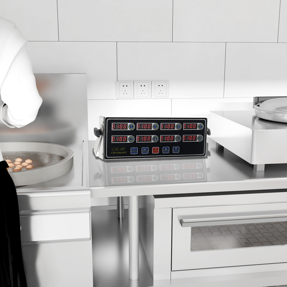 Commercial 8 Channels Digital Kitchen Timer, Stainless Steel Calculagraph Timer