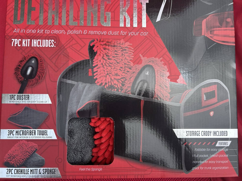 NEW FIRESTONE 7 PC DETAILING KIT INCLUDING STORAGE CADDY