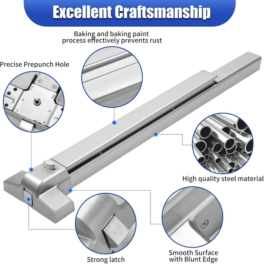 Heavy Duty Door Push Bar Panic Exit Device - Stainless Steel