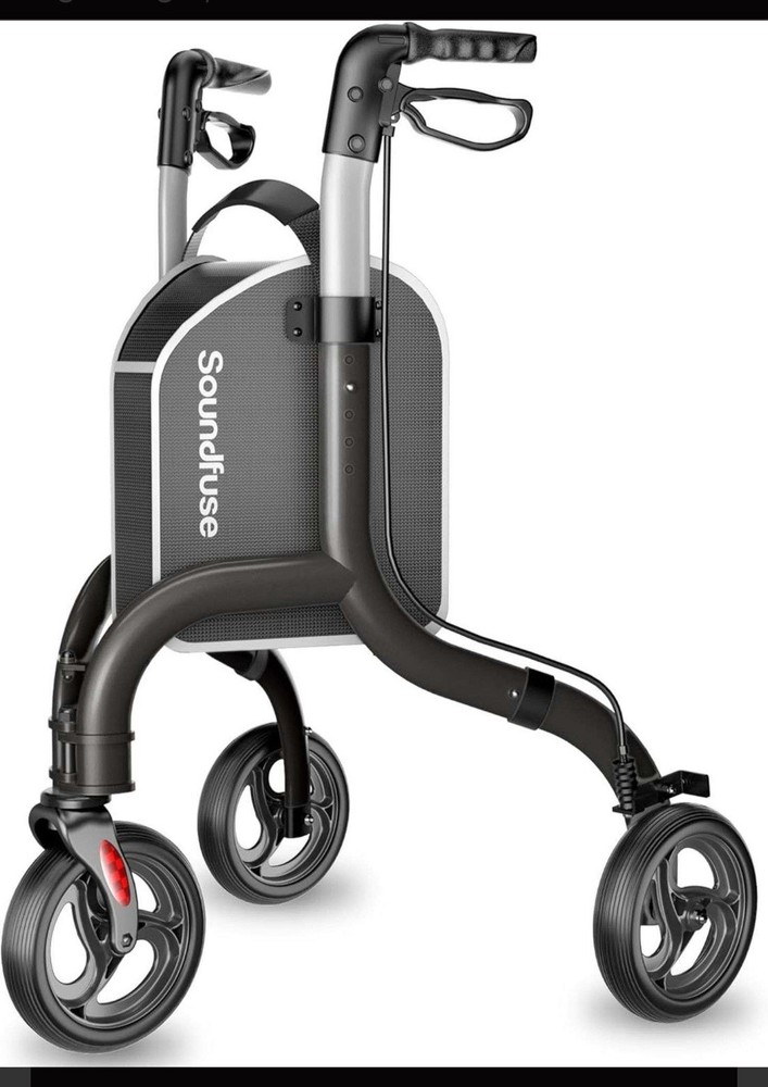 Soundfuse 3 Wheeled Walker. Adjustable, Lightweight, Foldable, New  Black