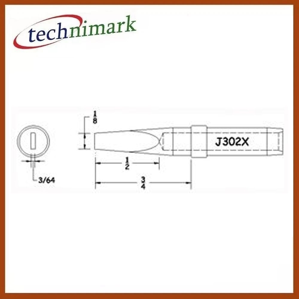 Hexacon J302X Semi Chisel Soldering Tip, 1/8"