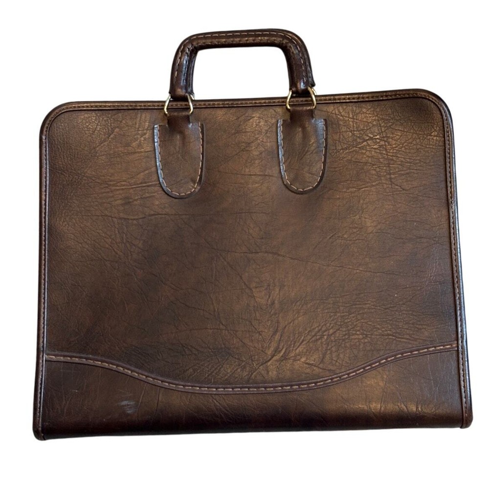 Vintage NSM Chicago 28 Ring Portfolio Zip Around Case Brown EUC