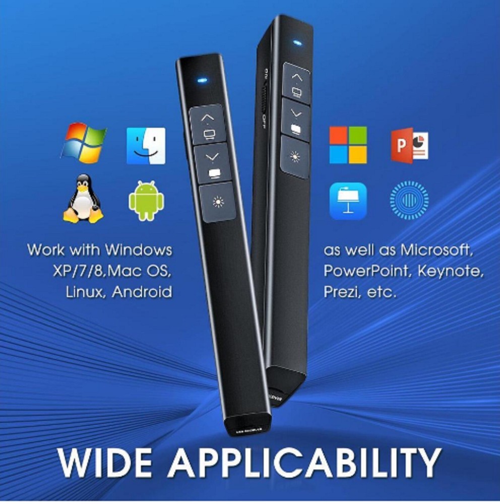 Wireless Presenter Remote - Laser Pointer - 2.4GHz - USB Plug & Play - PC189A