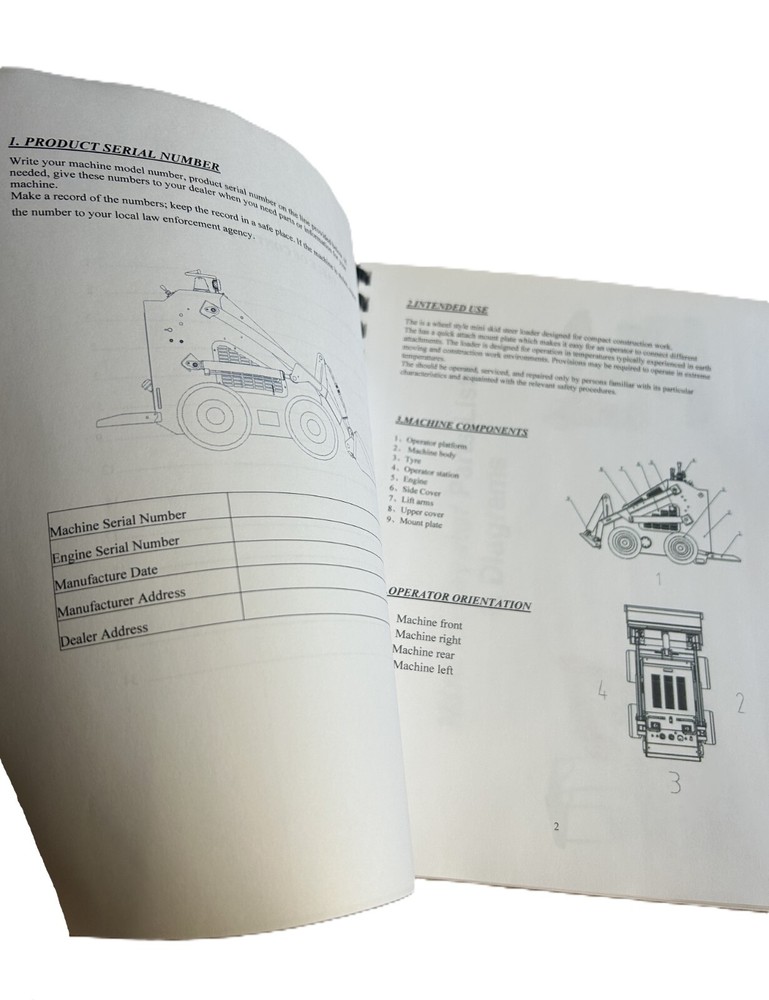 Mini Skid Steer Compact Wheel Loader Operation & Maintenance Manual
