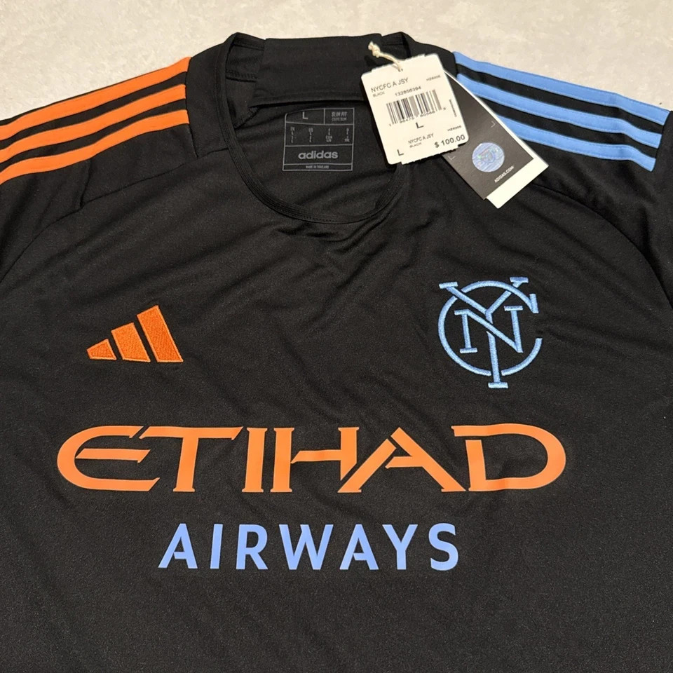 2024-25 Adidas Men’s New York City FC Black Away Soccer Jersey Large NYCFC Sz L
