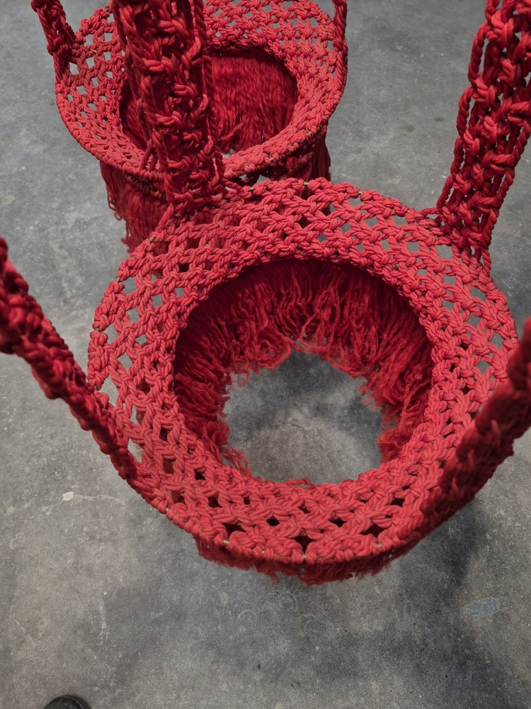 vintage 70s macrame plant hanger