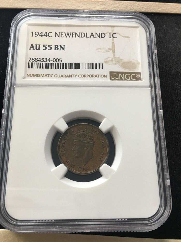 1944C  NGC Graded Newfoundland One Cent **AU-55** #005
