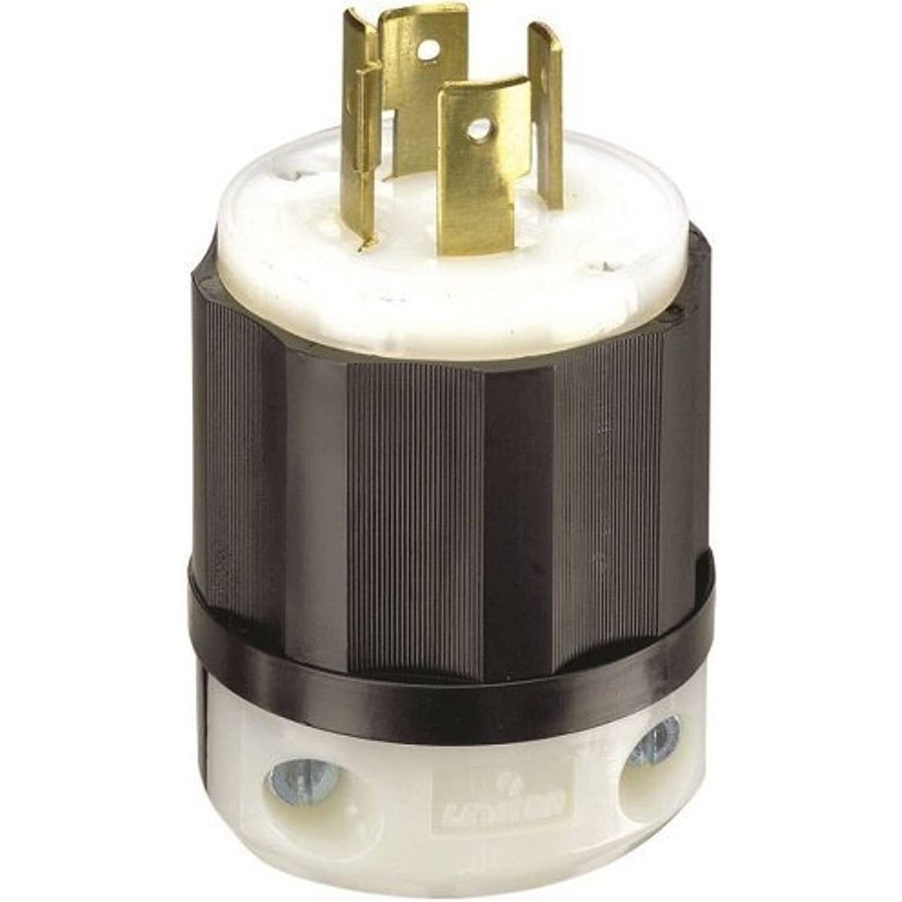 Leviton 021-02411-0PB Locking Plug, Black/White