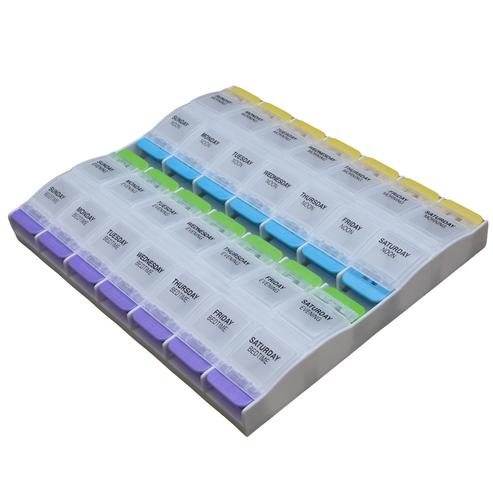 Ezy Dose Medtime Planner Weekly 4x/day with Push Buttons w/ Easy Open
