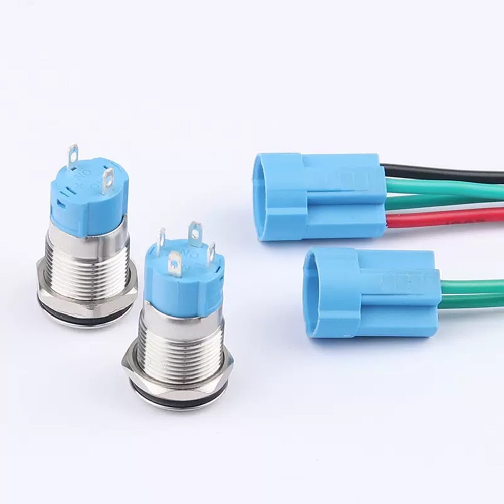 12mm Push button Switch | Black Silver | Momentary Latching | LED Socket series