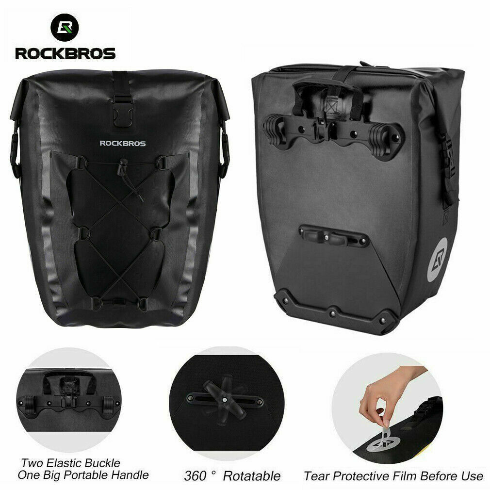 ROCKBROS Bicycle Pannier Bike Bag Rear Rack Bag Waterproof Large Capacity 2Pcs
