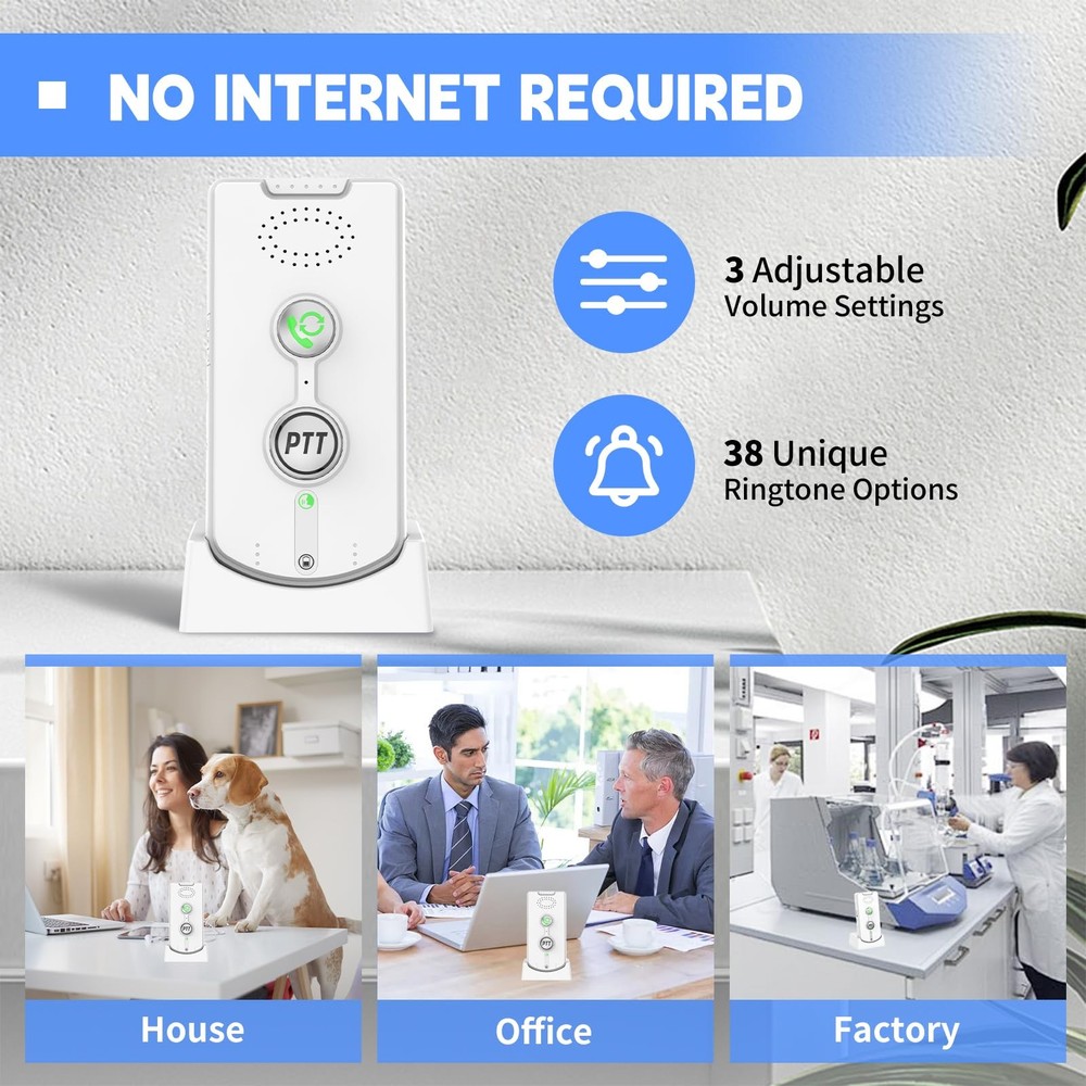 2 Way Intercom for Home,Wireless System Portable,Long white