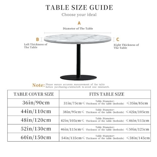 Round Fitted Tablecloth with Elastic Edge Design Table Cover 48" (Round) Marble