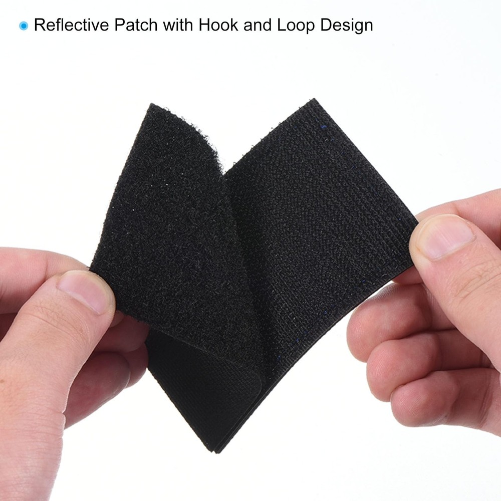 Reflective Safety Patches 2"x3" 4 Pack Hook & Loop Fasteners for Night Use