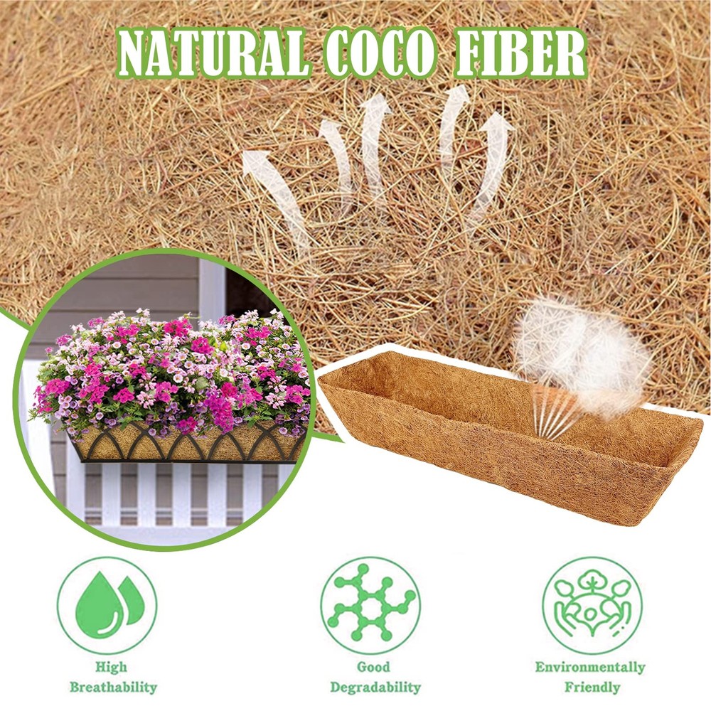 4 Pack 24 Inch Trough Coconut Liners for Window Box Deck Planter Natural Coco...