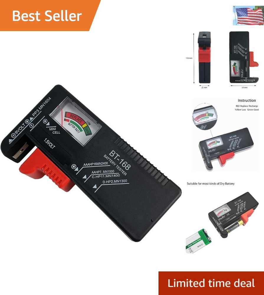 Compact Battery Checker for AAA, AA, C, D, and 9V - Instant Results Guaranteed