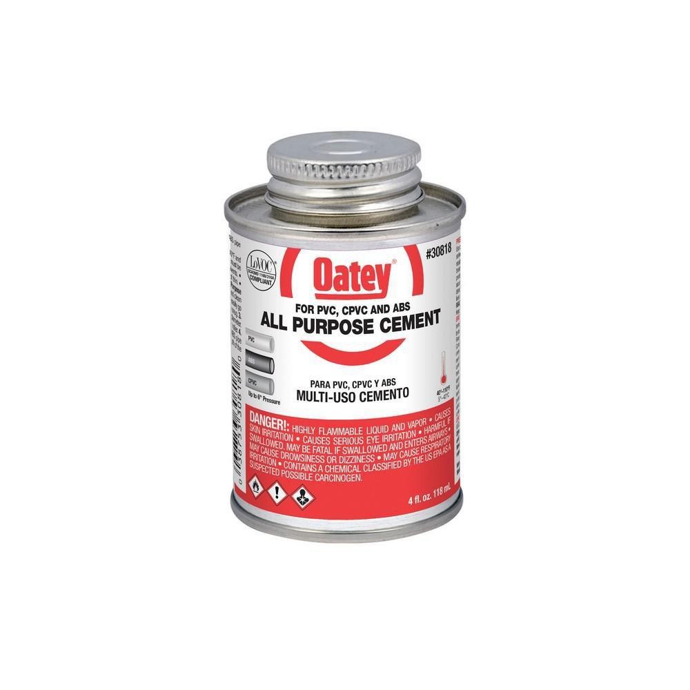Oatey 30818 4 Oz Clear Pipe Cement All Purpose Medium Set