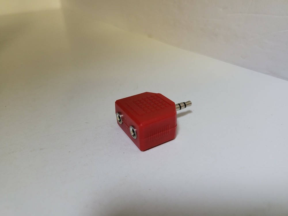 NEW RED Stereo Plug Male to Dual 3.5mm Female Jack Audio Adapter Splitter #E16
