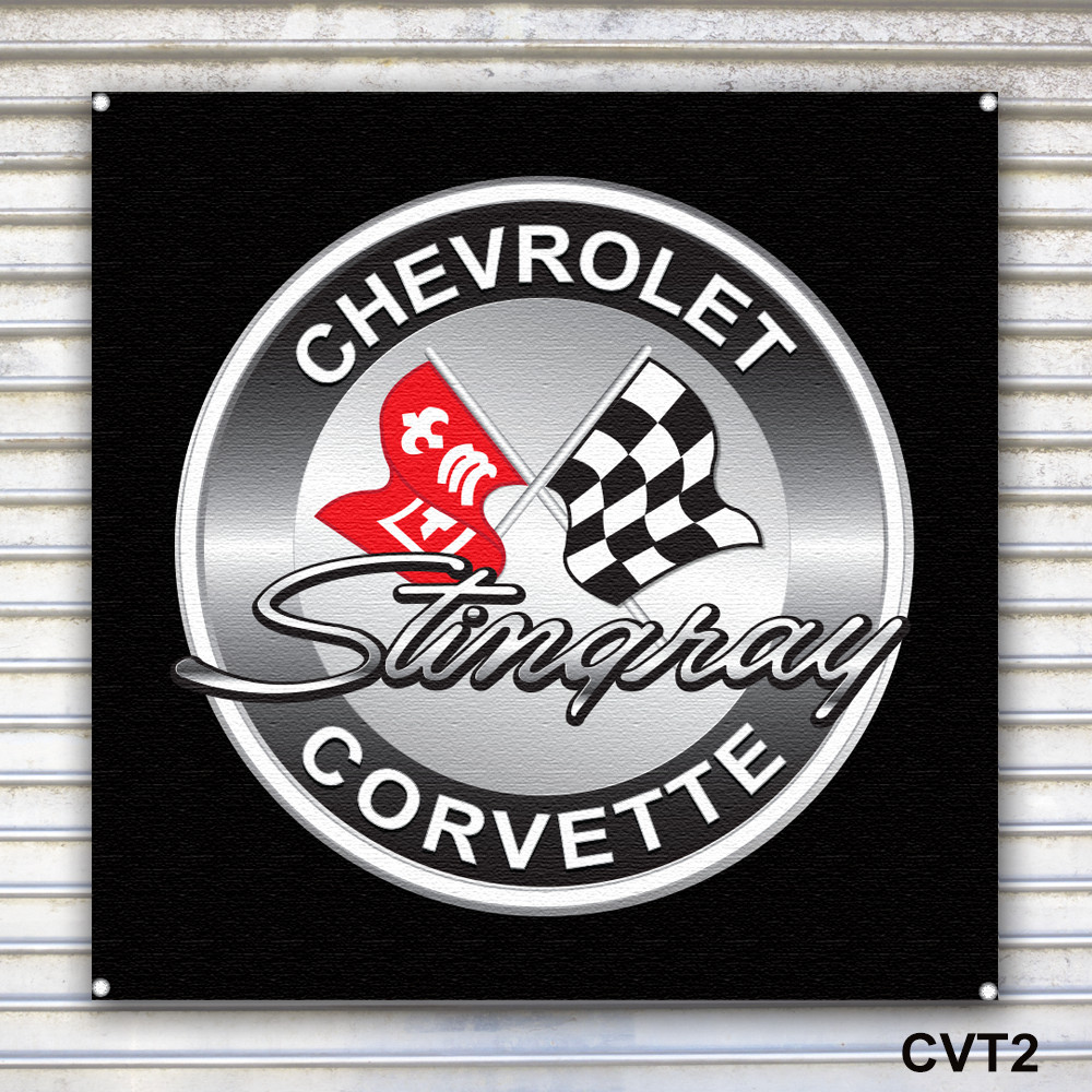 Corvette Stingray Banner Sign Wall Art
