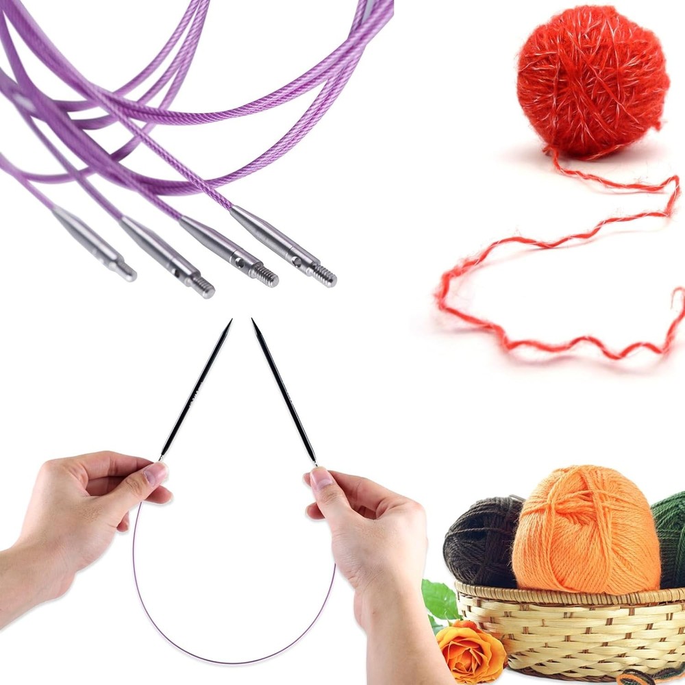 Elegant Interchangeable Circular Knitting Needles Set - 9 Sizes & Accessories
